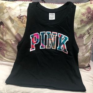 Victoria secret pink floral crop tank top